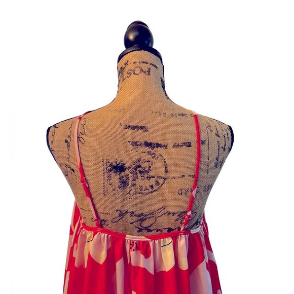 SHEIN Red and White Tie Neck Sundress Size Large New without Tags - Picture 5 of 7